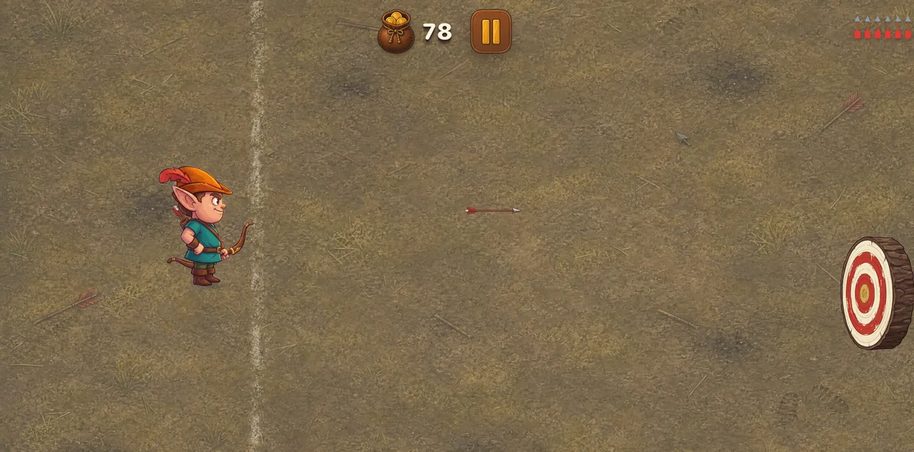 Fletch aiming at a wooden target on a dirt range