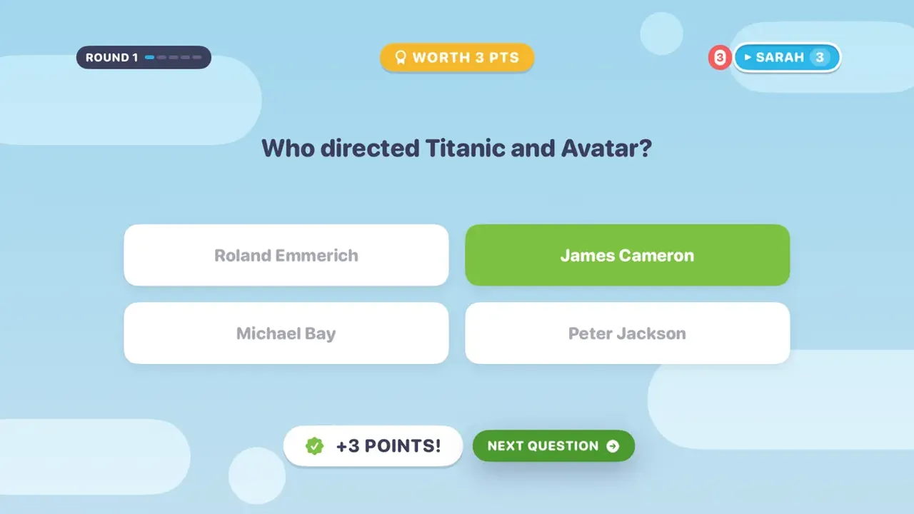 A Trivia Battle question with four answer choices